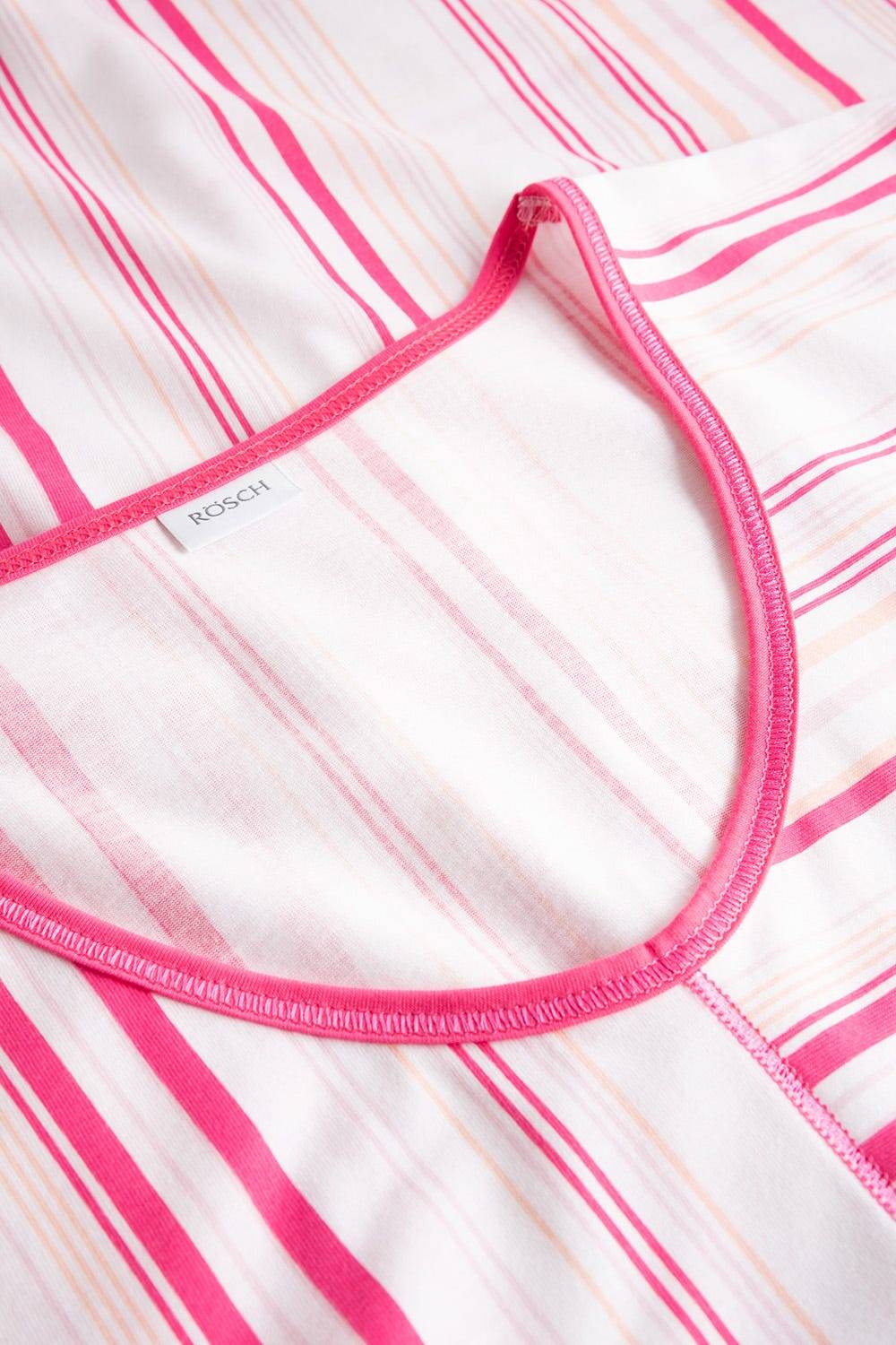 Rösch Nachthemd im rosa Streifendruck V-Ausschnitt Ziernähte 100% Baumwolle Sonderangebote