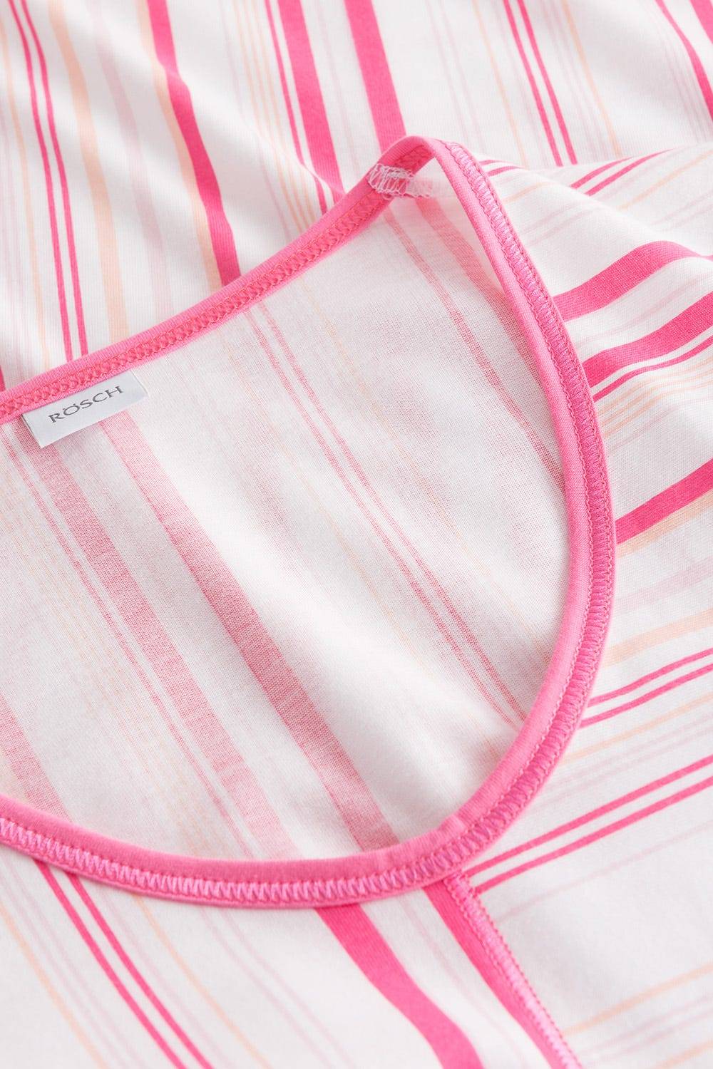 Rösch Nachtkleid im rosa Streifendruck V-Ausschnitt Ziernähte 100% Baumwolle Riesige Ersparnisse