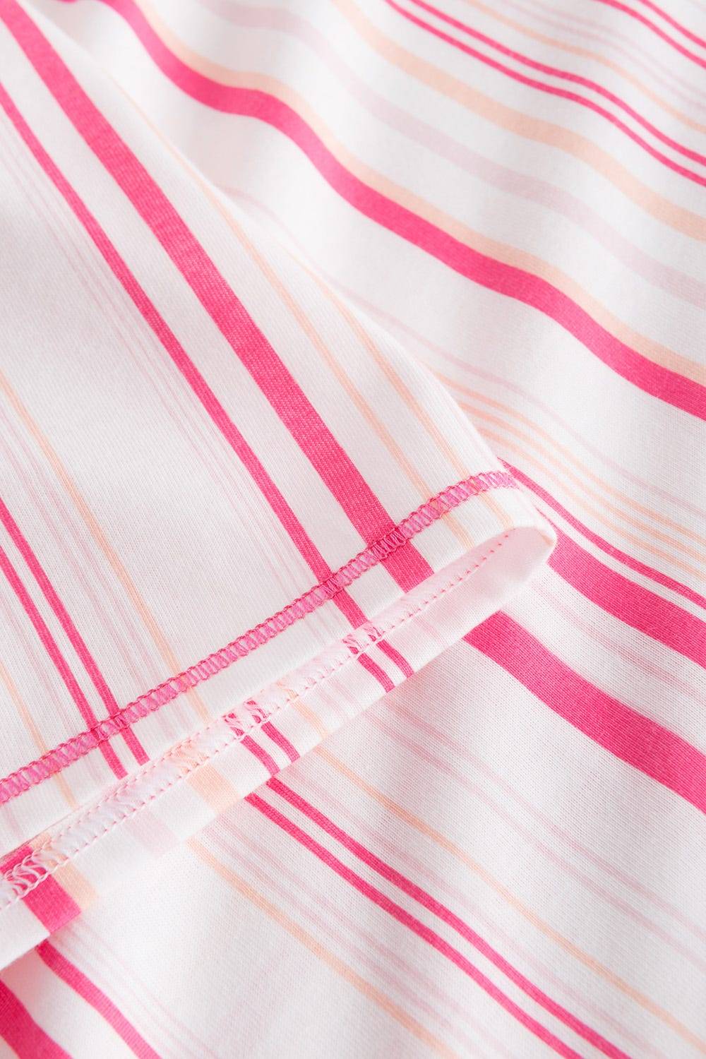 Rösch Nachtkleid im rosa Streifendruck V-Ausschnitt Ziernähte 100% Baumwolle Riesige Ersparnisse
