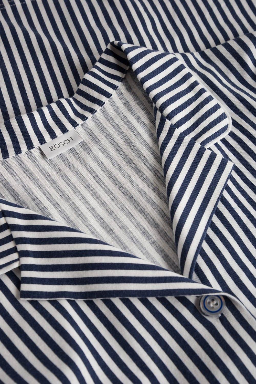 Rösch Pyjama im Streifendruck Herrenhemd-Stil Bermuda Knopfleiste 100% Baumwolle Wochenangebot
