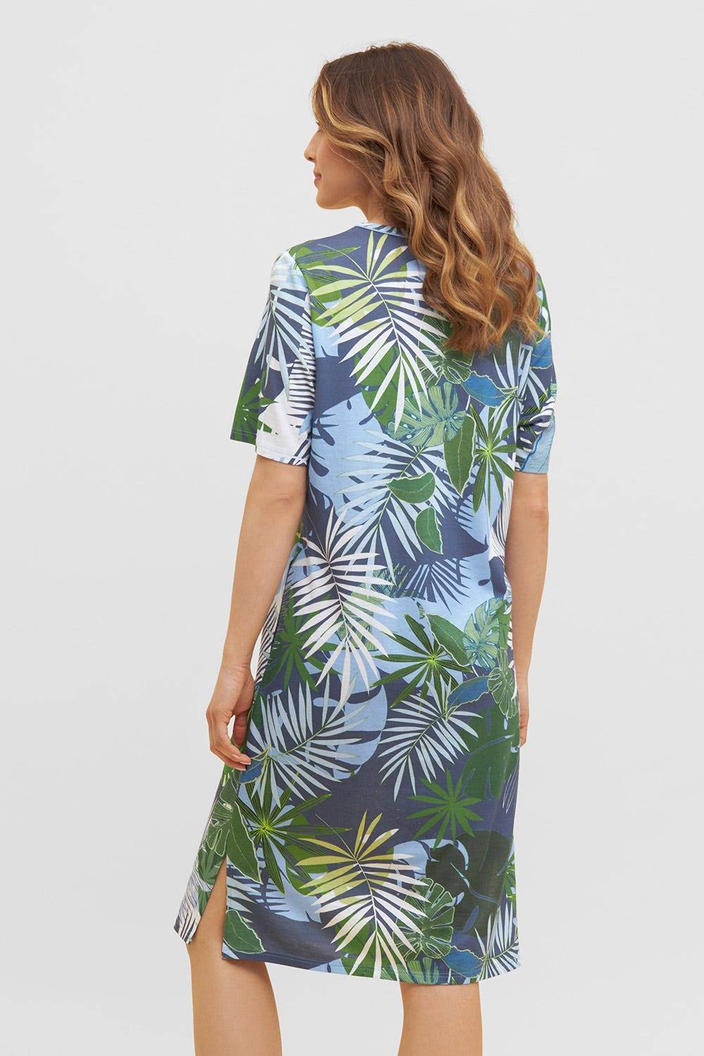 Rösch Nachtkleid im tropischen Palmen-Druck Taschen Baumwolle/Modal Letzte 3 Tage