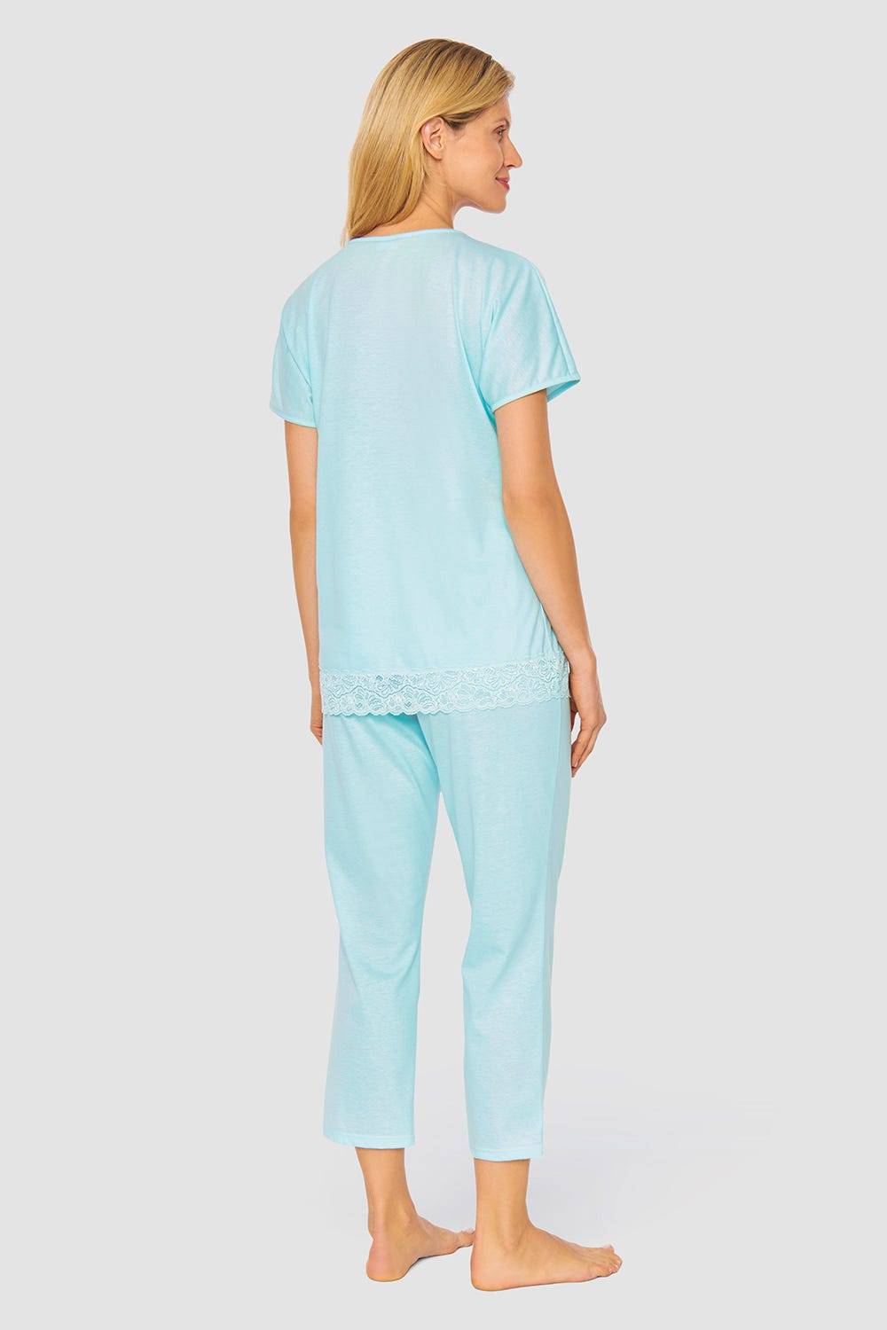 Rösch Pyjama mit feinen Spitzendetails Uni Elegant 100% Baumwolle Bis zu 60% Rabatt