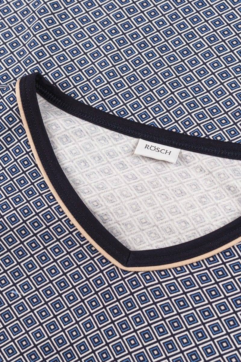 Rösch Herren Pyjama mit Minimalprint Blau Klassisch 100% Baumwolle Nur für heute