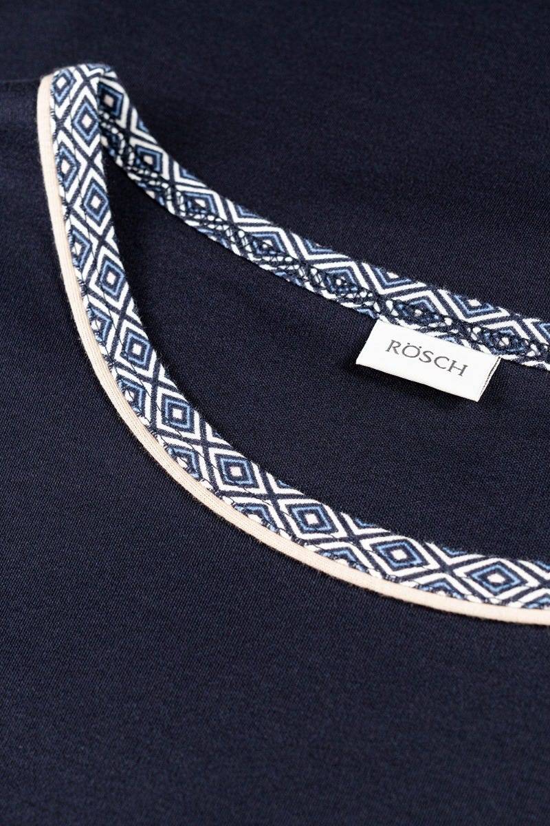 Rösch Herren Pyjama mit Minimalprint Blau Raffungen Paspeln 100% Baumwolle Sonderangebot der Fabrik