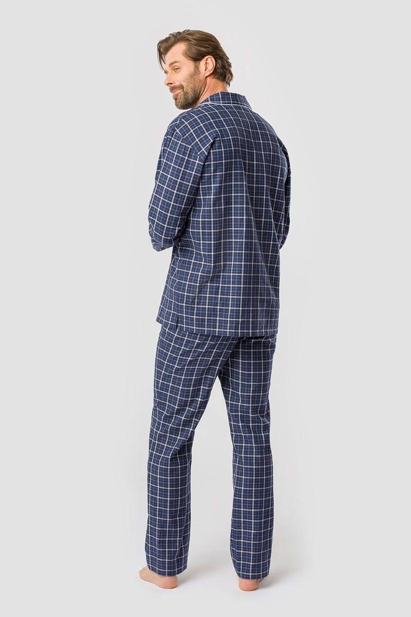 Rösch Herren Pyjama im Web-Karo Klassisch Paspeln 100% Baumwolle Vierteljährliche Förderung