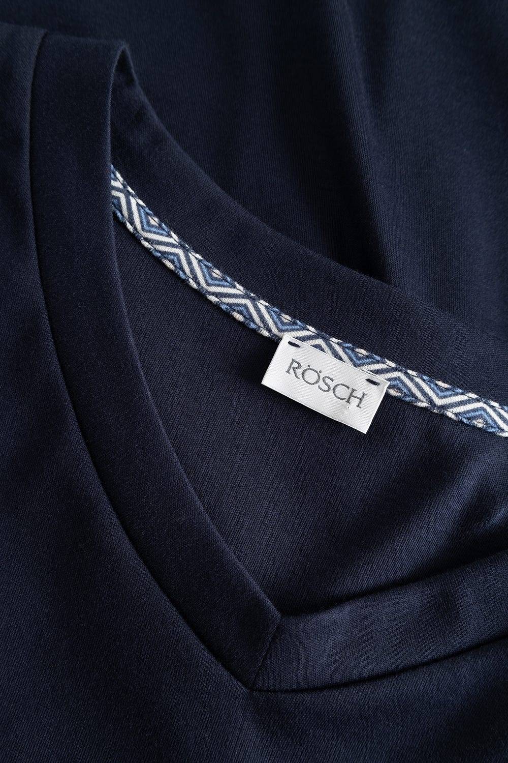Rösch Herren Langer Pyjama mit Minimalprint Blau V-Ausschnitt 100% Baumwolle Bis zu 55% Rabatt