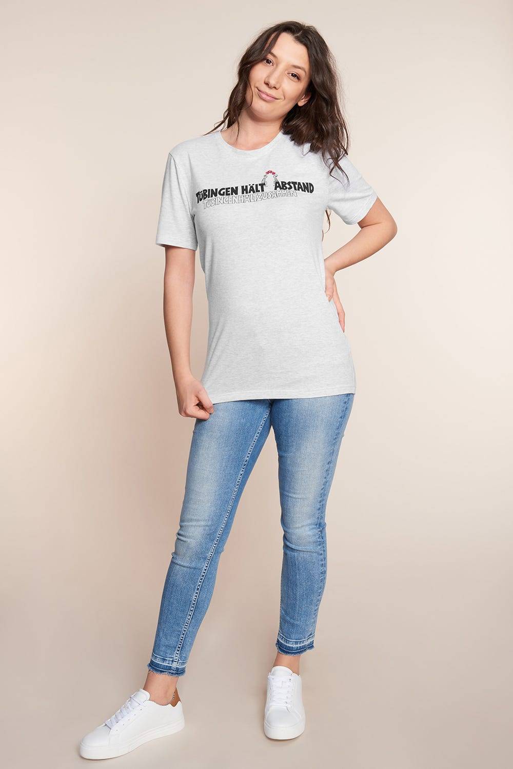 Rösch Charity-Shirt, Limitiertes T-Shirt mit Motivdruck - &quot;Tübingen hält Abstand&quot; Super Rabatt