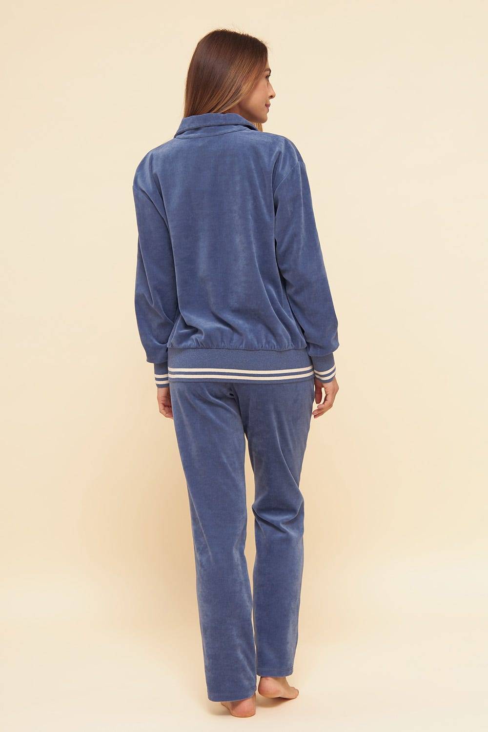 Rösch Hausanzug aus Nicki Blouson-Style sportive Streifen Stickbündchen Baumwolle/Polyester Riesige Rabatte