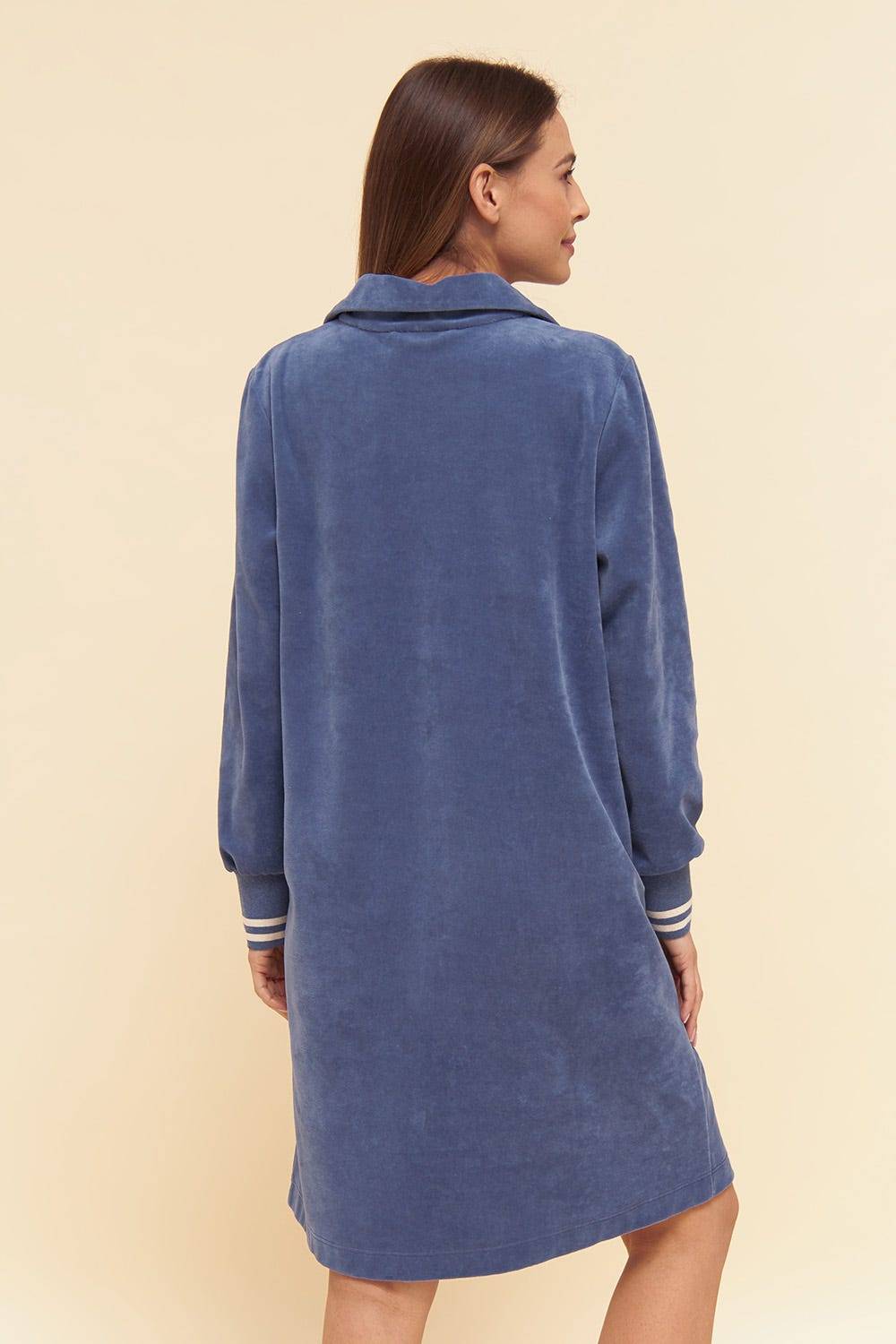 Rösch Morgenmantel aus Nicki Blouson-Style sportive Streifen Stickbündchen Baumwolle/Polyester 50% Rabatt mit kostenlosem Versand