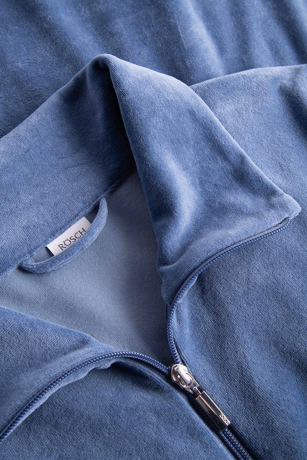 Rösch Morgenmantel aus Nicki Blouson-Style sportive Streifen Stickbündchen Baumwolle/Polyester 50% Rabatt mit kostenlosem Versand