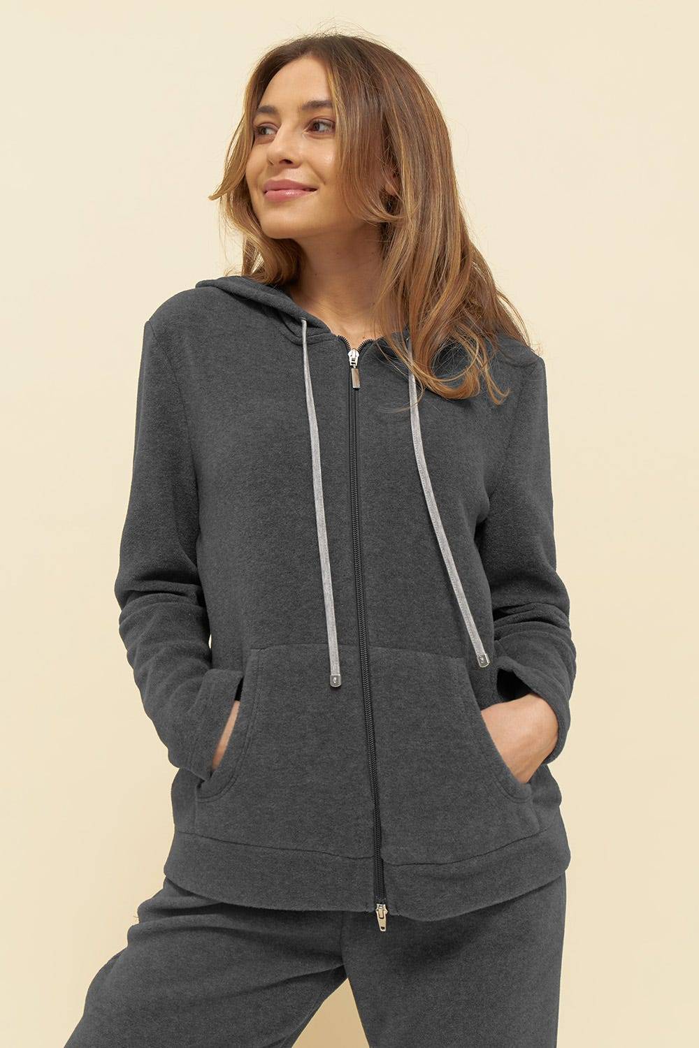 Rösch Hausanzug aus kuscheligem Fleece Hoodie lässig Polyester/Viskose Clearance-Verkauf
