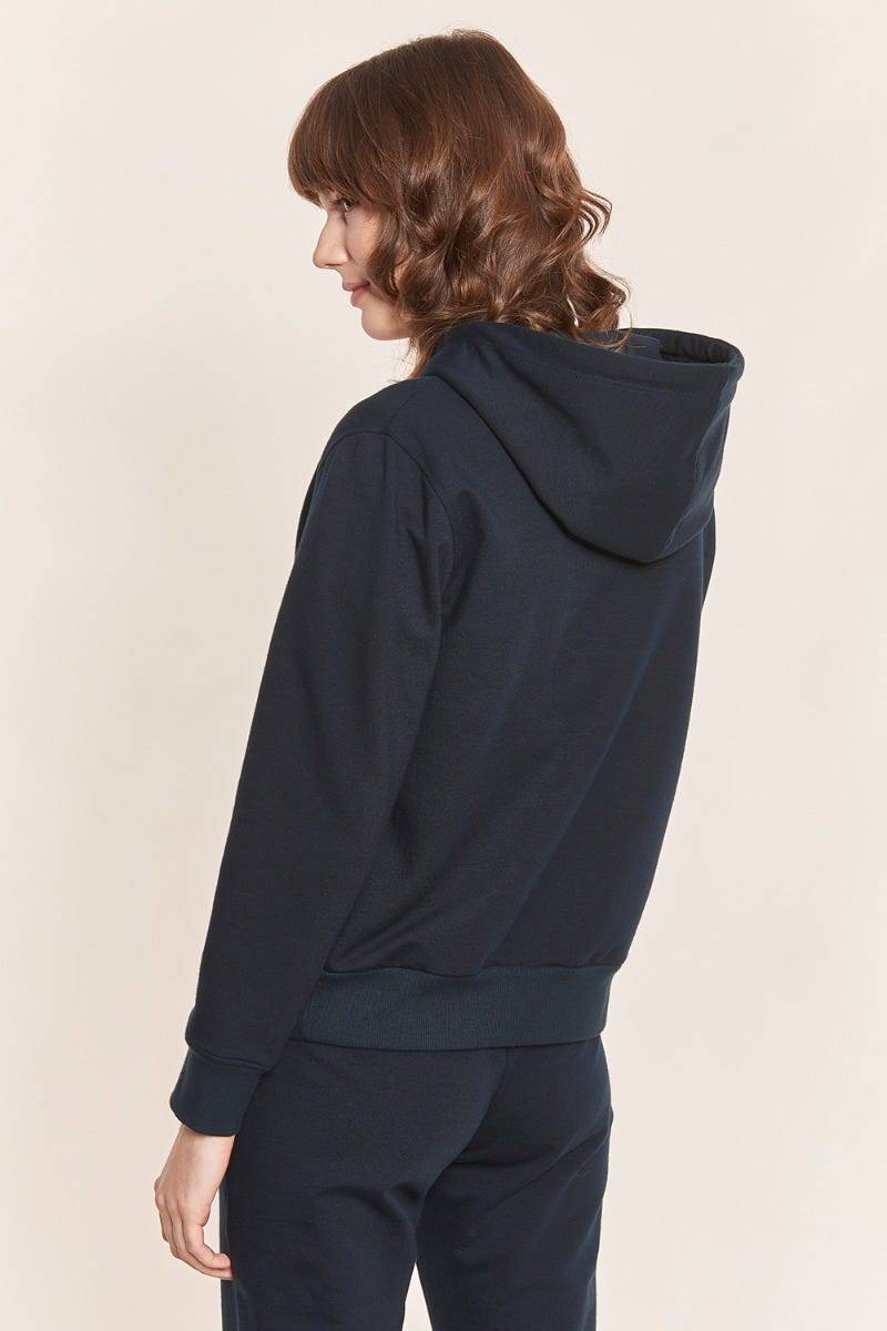 Rösch Sweatjacke mit Logodetail Navyblau Hoodie lässig Baumwolle/Elasthan Rösch thx Fabrikladen