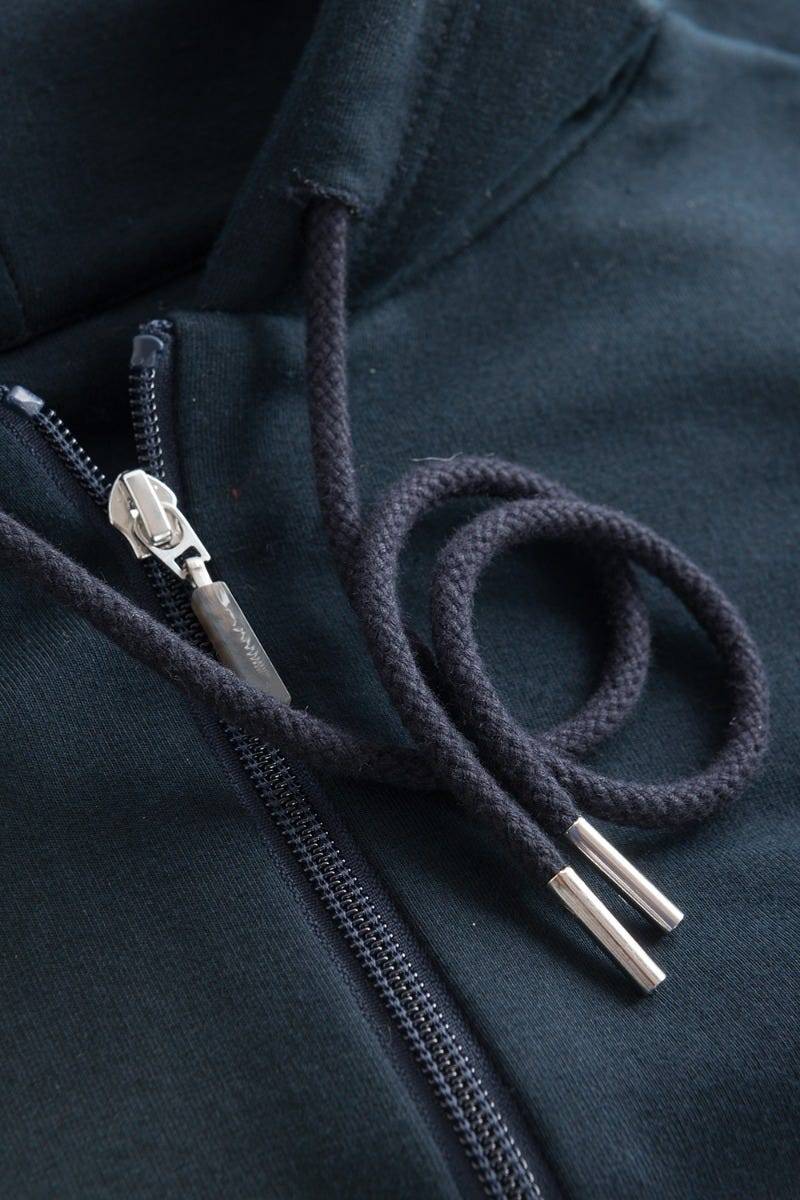 Rösch Sweatjacke mit Logodetail Navyblau Hoodie lässig Baumwolle/Elasthan Rösch thx Fabrikladen