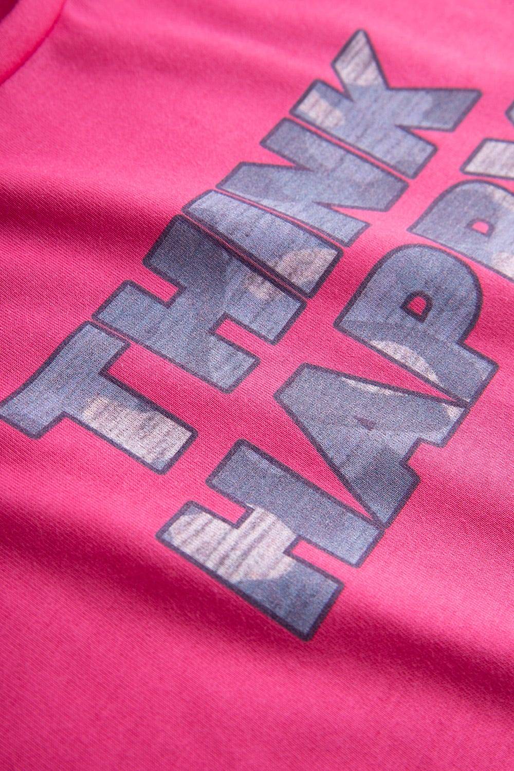 Rösch Nachthemd mit Schriftzug &quot;Think Happy&quot; Pink Kurzarm 100% Baumwolle Rabatte dieses Monats
