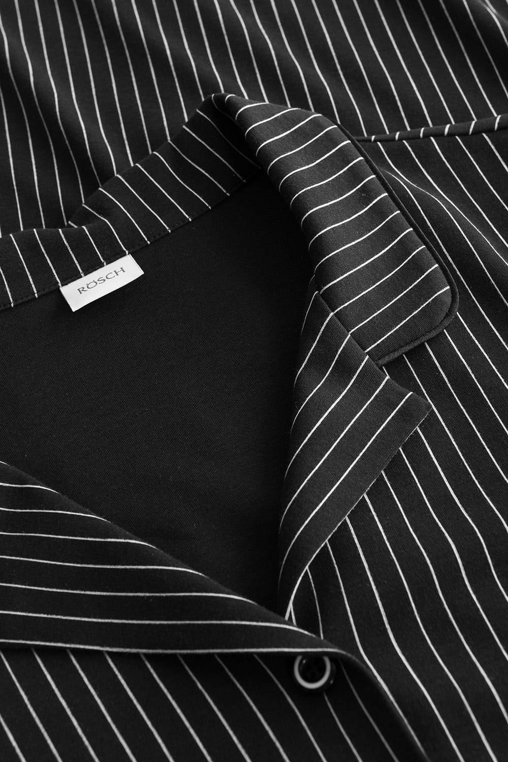 Rösch Nachthemd im schwarzen Streifen-Druck Spitzendetails Herrenhemd-Stil 100% Baumwolle Outlet