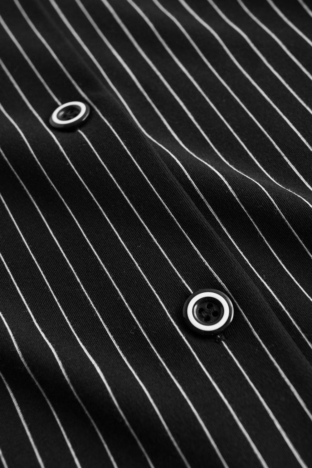 Rösch Nachthemd im schwarzen Streifen-Druck Spitzendetails Herrenhemd-Stil 100% Baumwolle Outlet