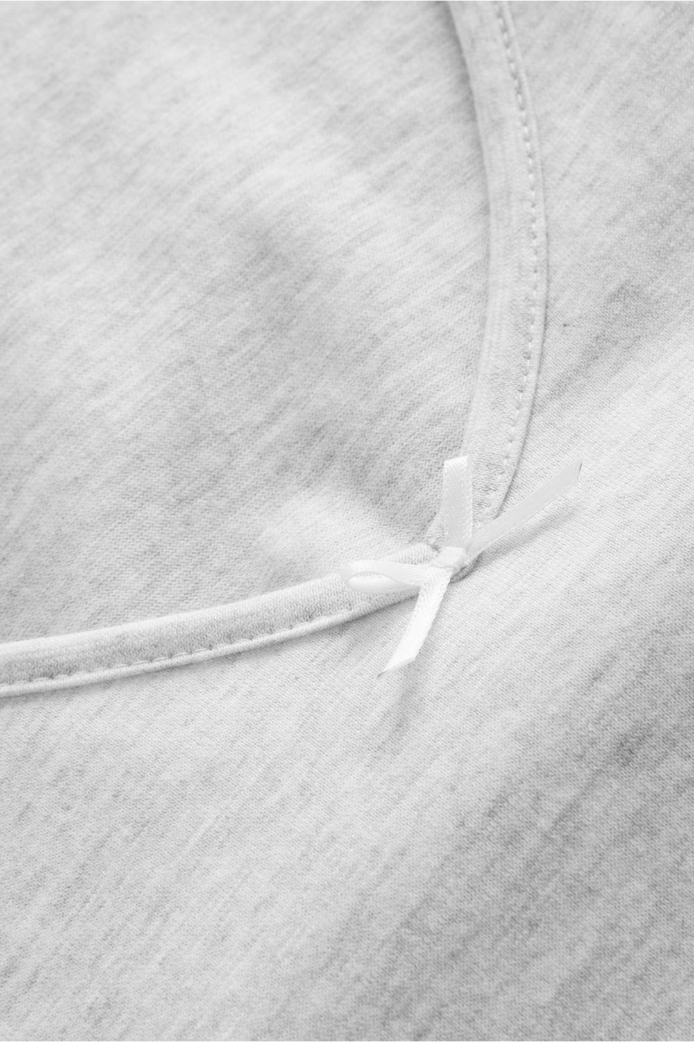 Rösch Pyjama mit Zierschleife und Spitze Grau Langarm 100% Baumwolle Schlussverkauf