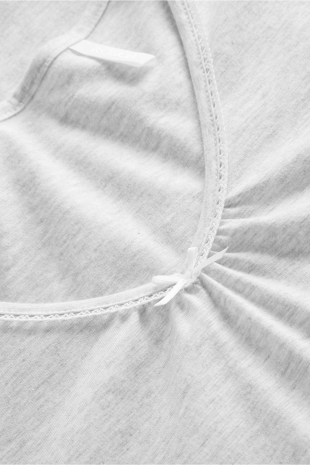 Rösch Pyjama mit Zierschleife und Spitze Grau Kurzarm 7/8-Hose 100% Baumwolle Günstiger Verkauf