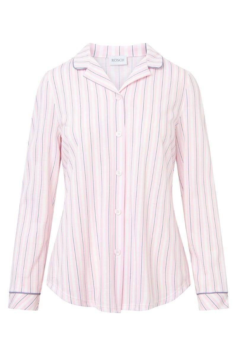Rösch Basic Pyjamashirt Langarm im Streifendruck Herrenhemdstil Limitierter Zeitrabatt
