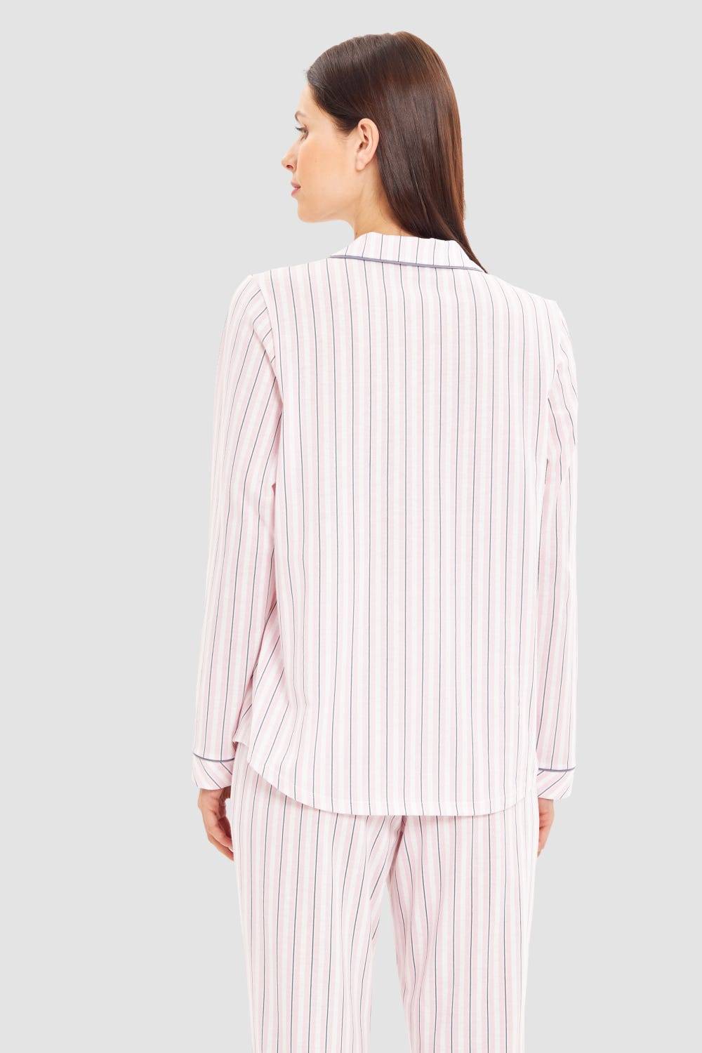 Rösch Basic Pyjamashirt Langarm im Streifendruck Herrenhemdstil Limitierter Zeitrabatt