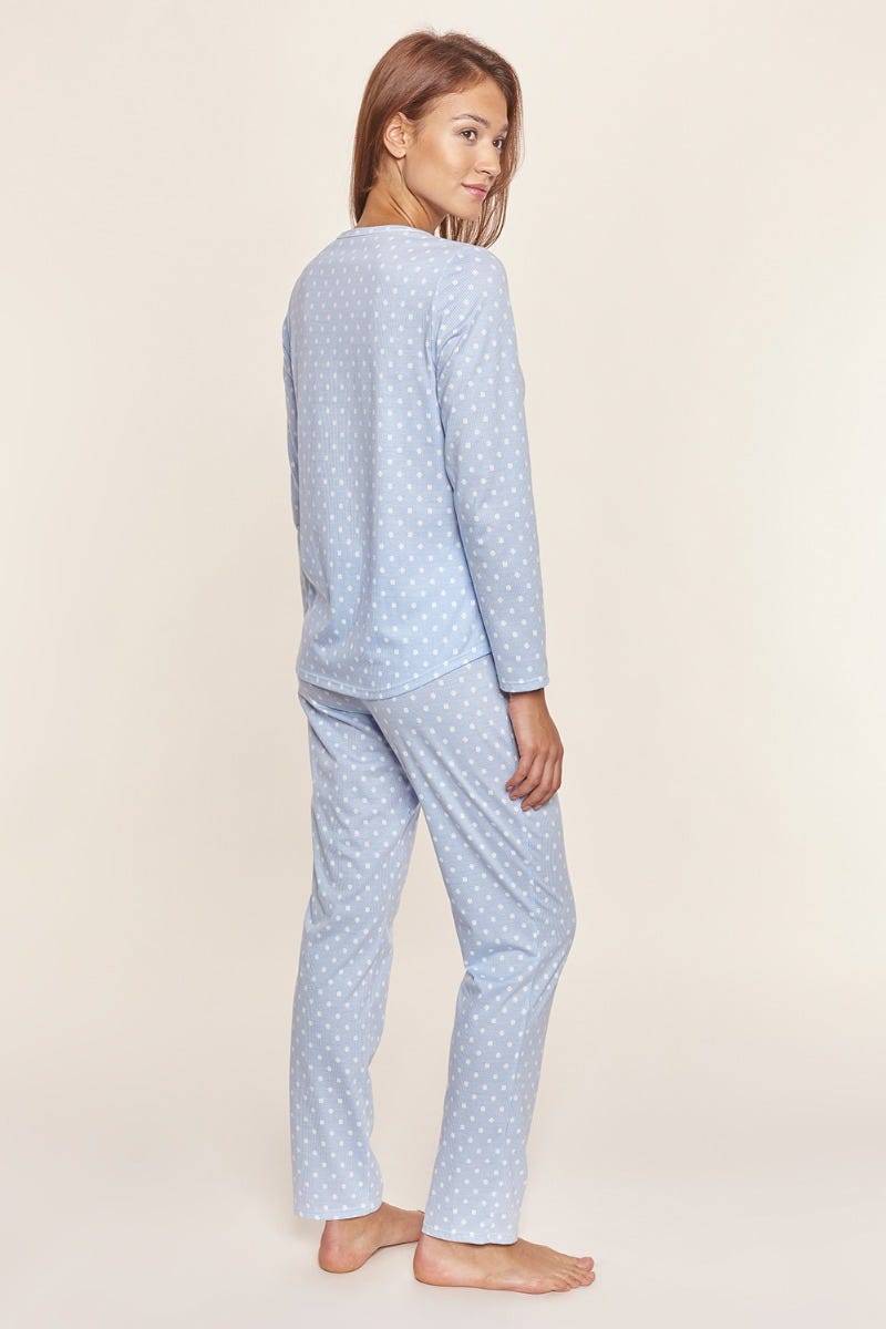 Rösch Pyjama lang im Mustermix Punkte Streifen Nadelzug verspielt 100% Baumwolle Online Shopping