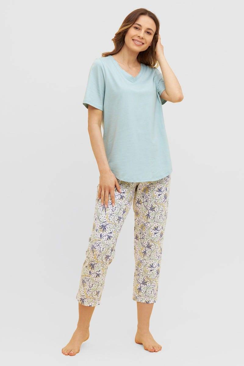Rösch Basic T-Shirt mit Zierstichen Pyjamashirt Mix &amp; Match 1884801 Muttertagsangebot