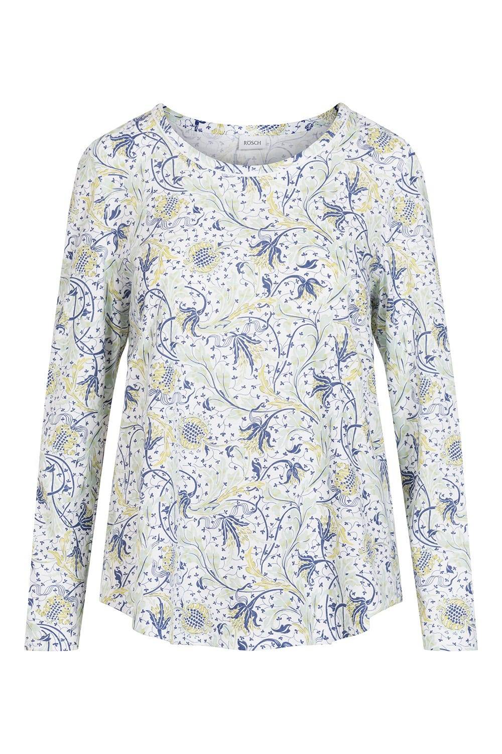 Rösch Basic Pyjamashirt Langarm im floralen Ornament-Print Mix &amp; Match 1884806 Valentinstagsangebot