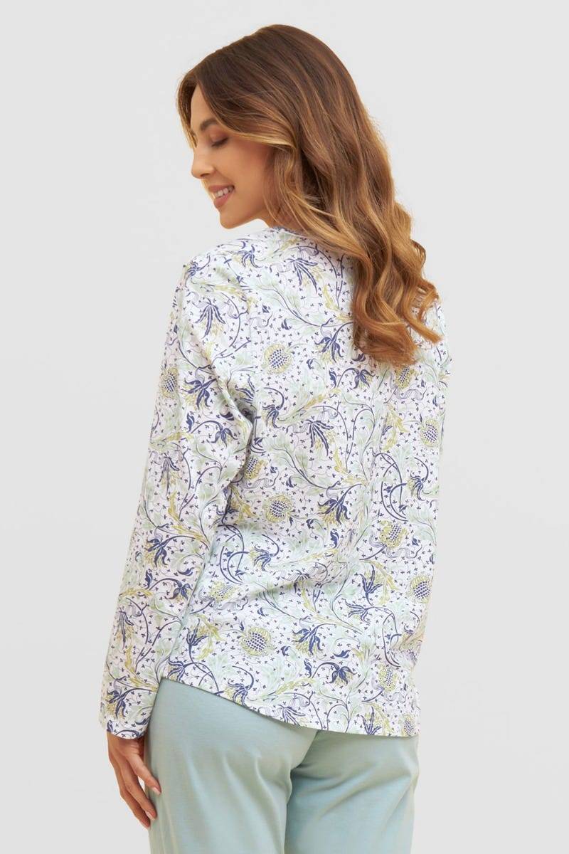 Rösch Basic Pyjamashirt Langarm im floralen Ornament-Print Mix &amp; Match 1884806 Valentinstagsangebot
