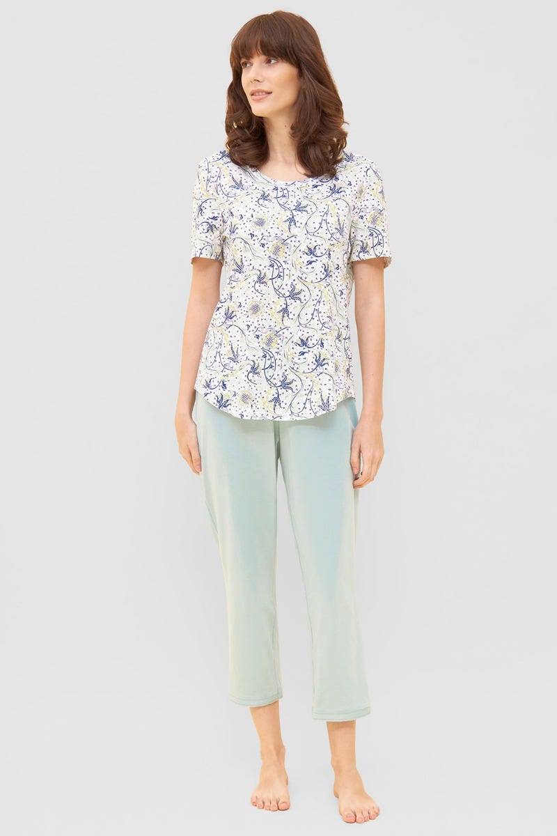 Rösch Basic 7/8-Pyjamahose mit Zierstichen Mix &amp; Match 1884803 Jubiläumsangebot