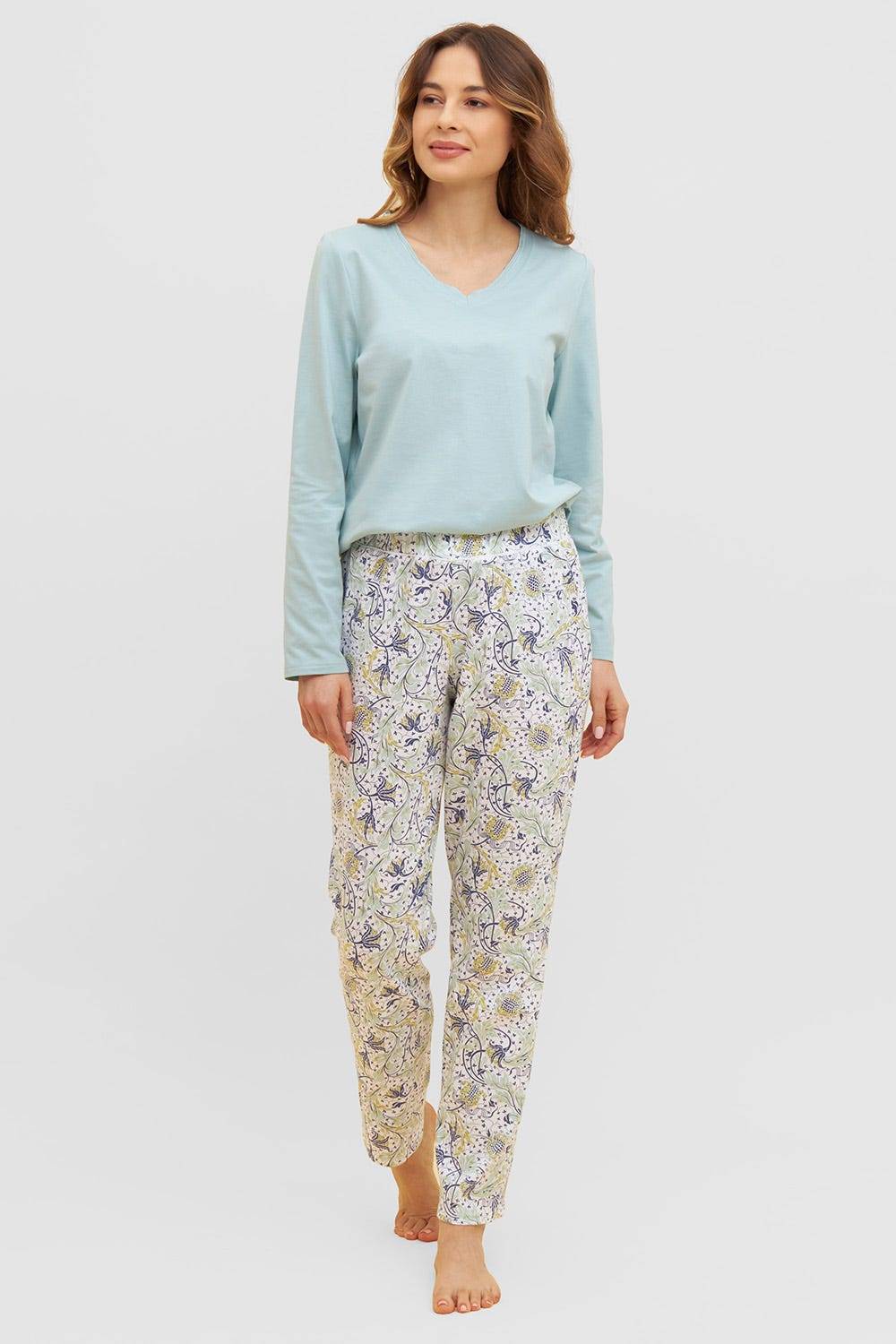 Rösch Basic Pyjamahose lang im floralen Ornament-Print Mix &amp; Match 1884808 Heißer Verkauf