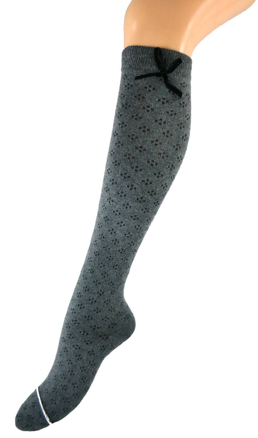 Shimasocks Damen Kniestrümpfe Häkellook mit Schleife Limitierter Zeitrabatt