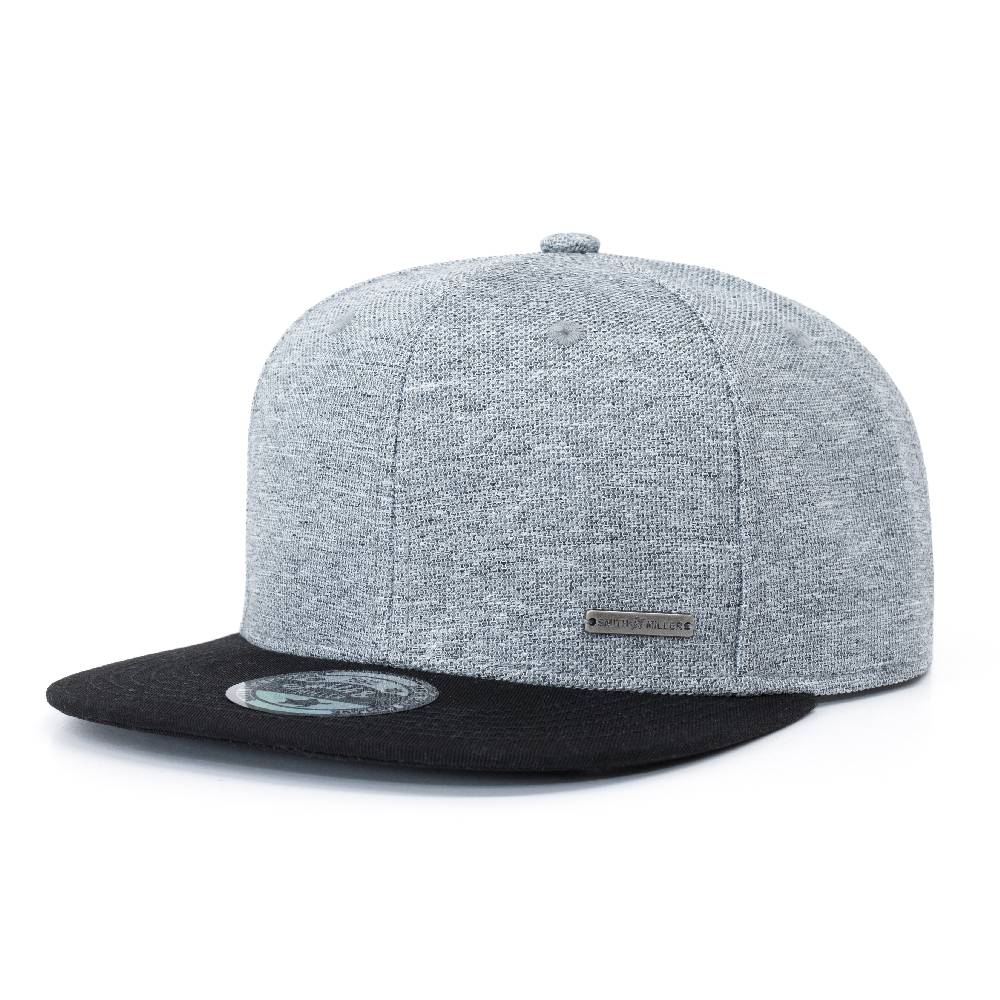 Smith & Miller Gabbs Unisex Snapback Cap, heather light grey-black Letzte 3 Tage