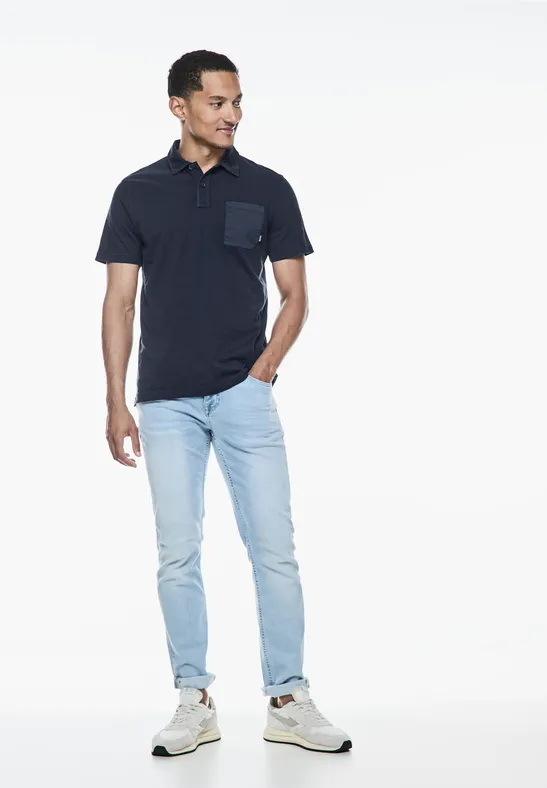 Street One Garmend Dye Slub Poloshirt Online Outlet