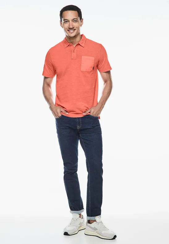 Street One Garmend Dye Slub Poloshirt Zeitlich begrenztes Angebot