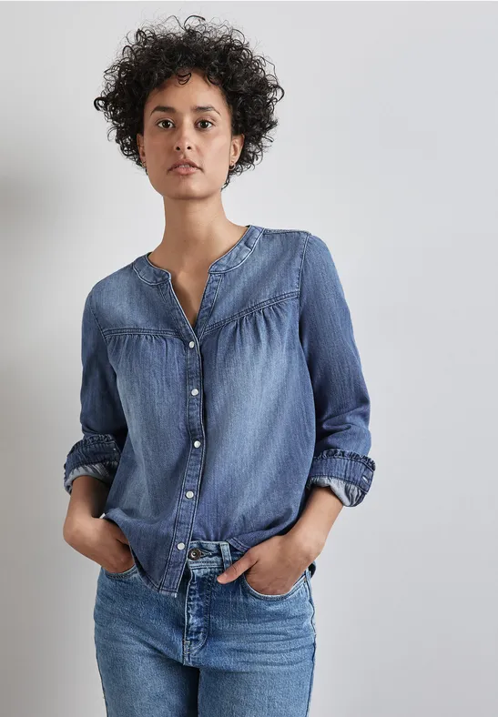 Street One Jeans-Bluse mit Rüschen Limitierter Zeitrabatt