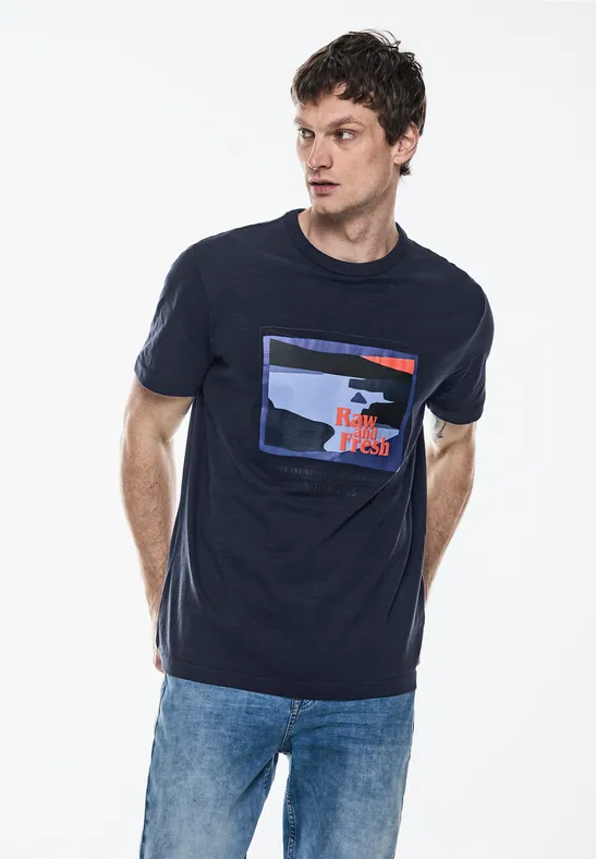 Street One Slub T-Shirt mit Print Blitzangebot