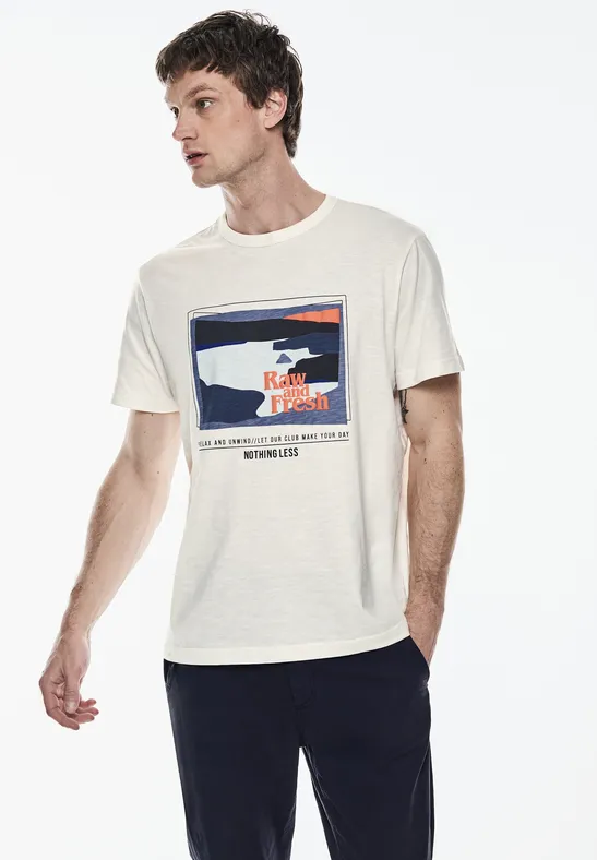 Street One Slub T-Shirt mit Print Sonderangebote