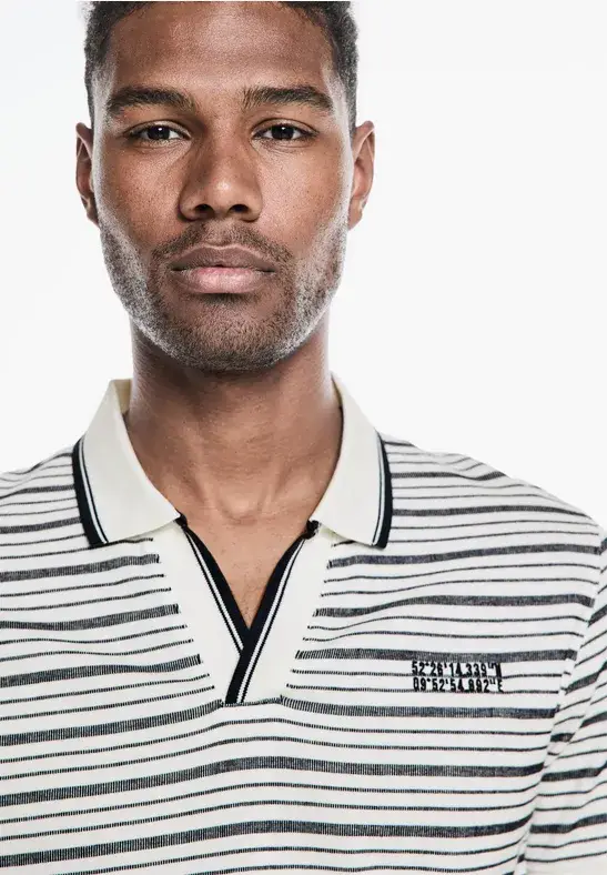 Street One Streifen Struktur Poloshirt Sonderangebot der Fabrik