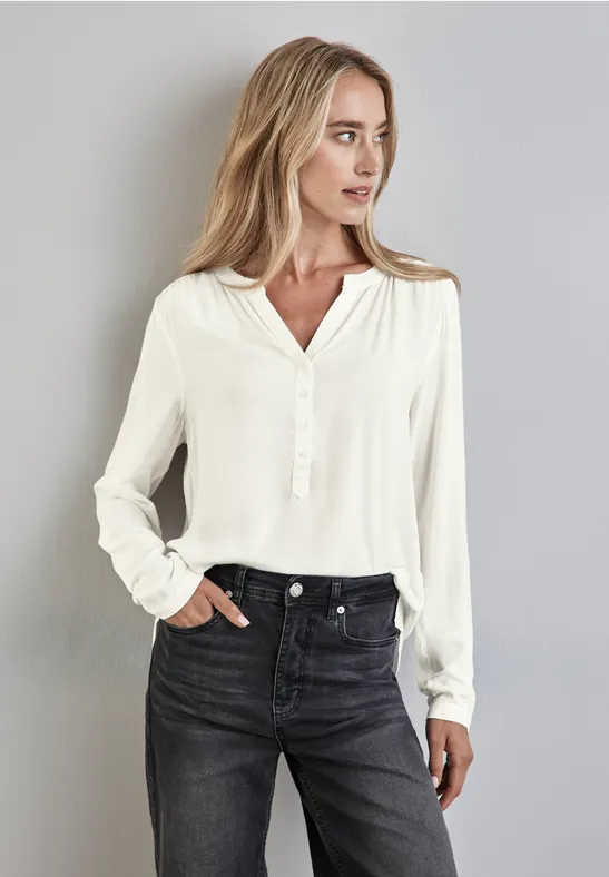 Street One Basic Bluse in Unifarbe Kostenloser Versand