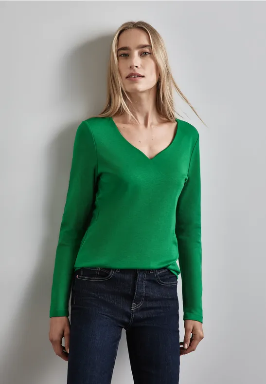 Street One Shirt mit Herzausschnitt 50% Rabatt für begrenzte Zeit