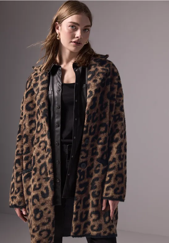 Street One Strickmantel im Leo-Look Preisnachlass