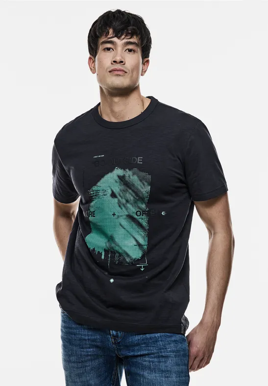 Street One 3D-Print Slub T-Shirt Riesige Ersparnisse