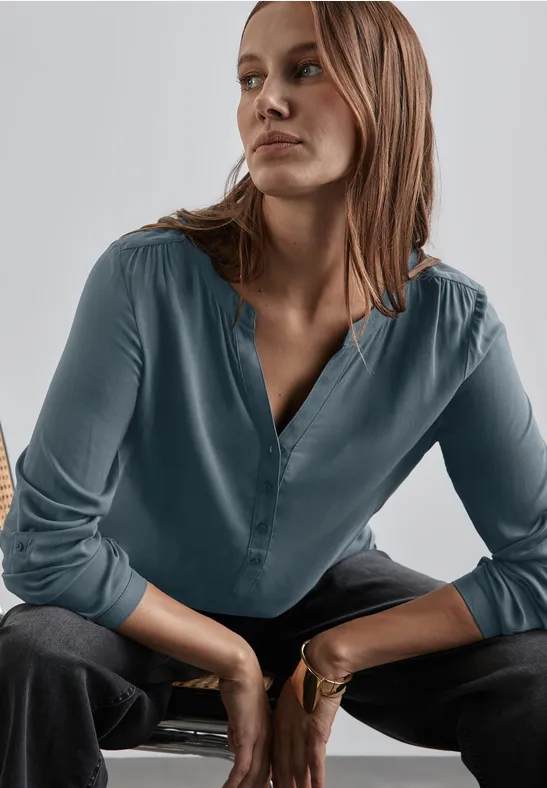 Street One Basic Bluse in Unifarbe Vierteljährliche Förderung