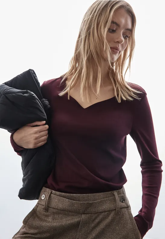 Street One Shirt mit Herzausschnitt 50% Rabatt für begrenzte Zeit