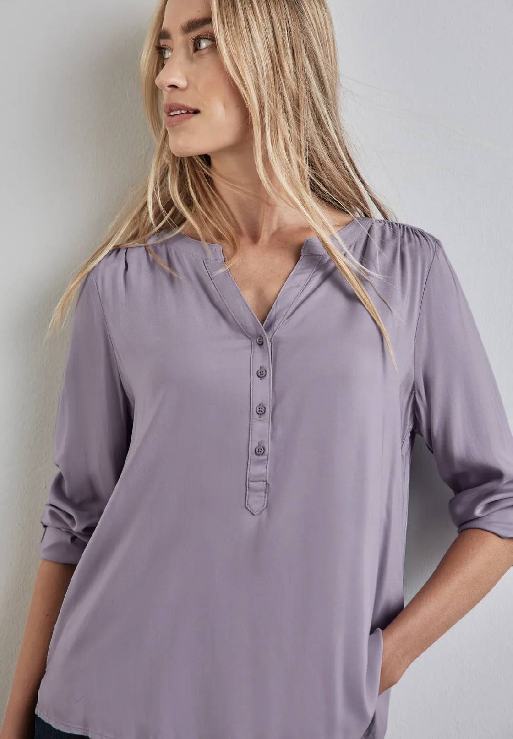 Street One Basic Bluse in Unifarbe Sonderangebot