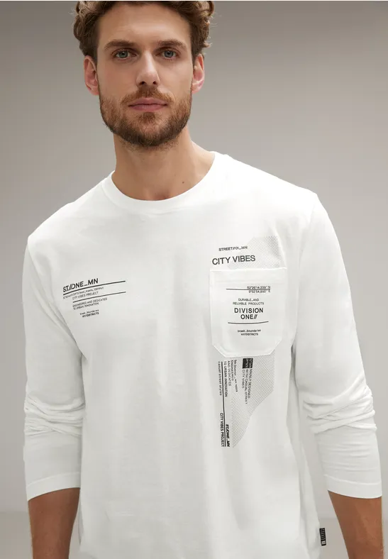 Street One Langarmshirt mit Brustprint Letzte 2 Tage