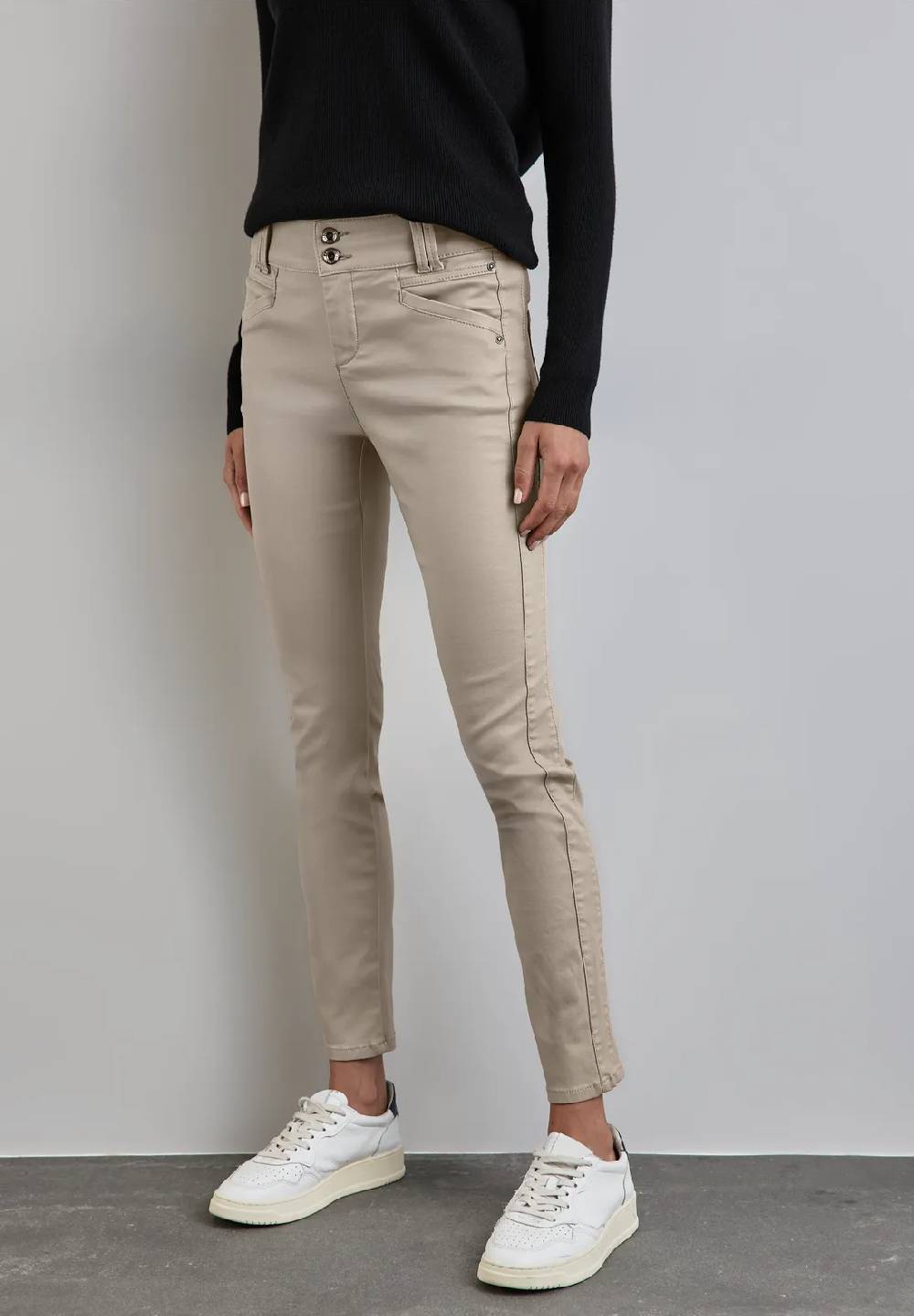 Street One Beschichtete Slim Fit Hose - Style YORK Flash Sale