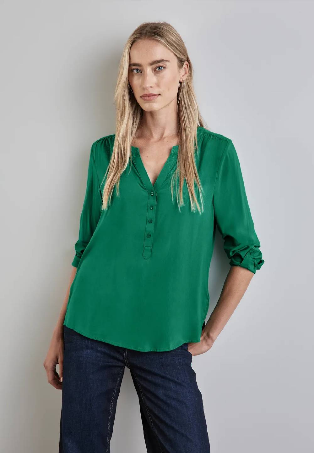 Street One Basic Bluse in Unifarbe Online Outlet