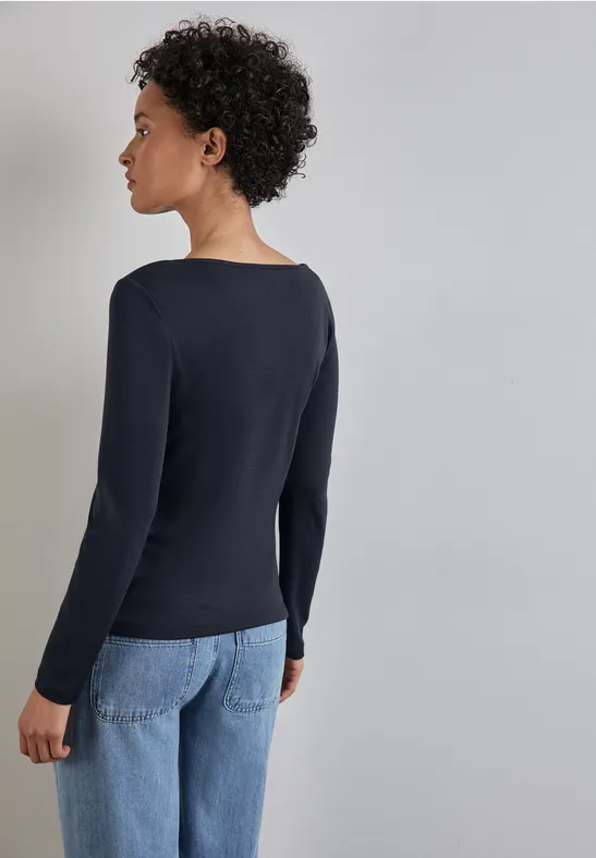Street One Shirt mit U-Boot-Ausschnitt Große Rabatte