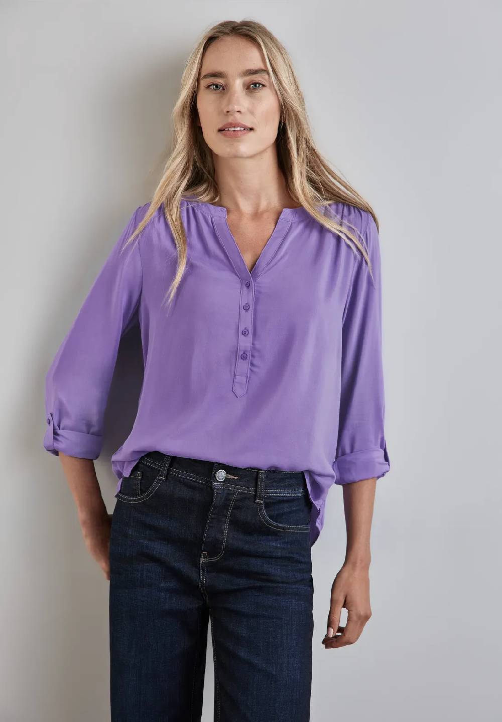 Street One Basic Bluse in Unifarbe Tiefpreis